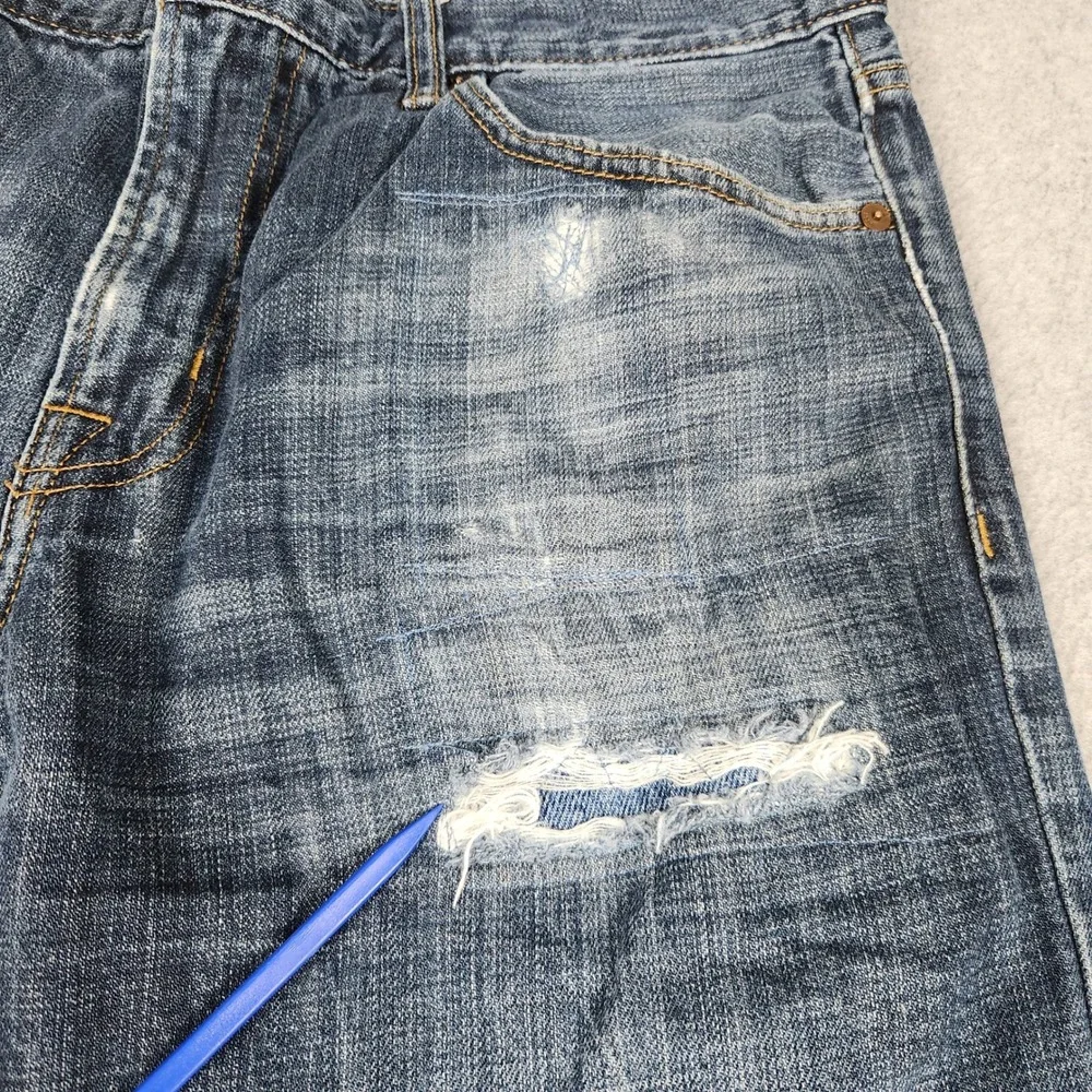 American Eagle Original Boot Jeans Mens 34x34 Blue Denim Medium Wash Distressed